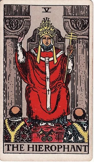 El Hierofante, carta del tarot Rider–Waite, 1909