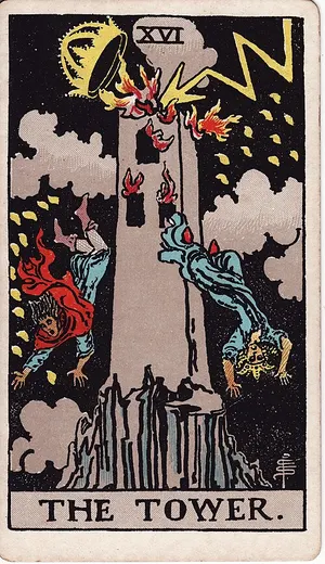 La Torre, carta del tarot Rider–Waite, 1909