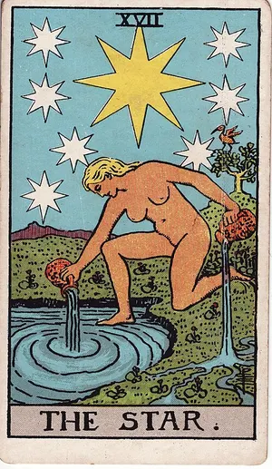 La Estrella, carta del tarot Rider–Waite, 1909